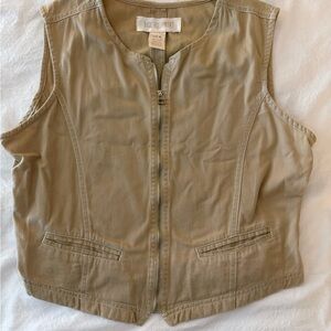 Equipment Tan Sleeveless Zip-Up Top